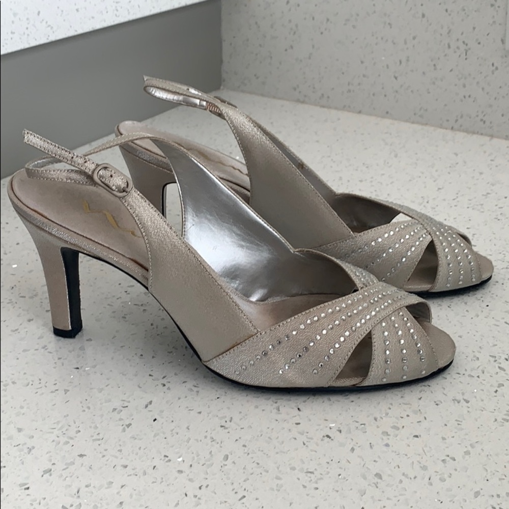 Nina silver glimmer heels